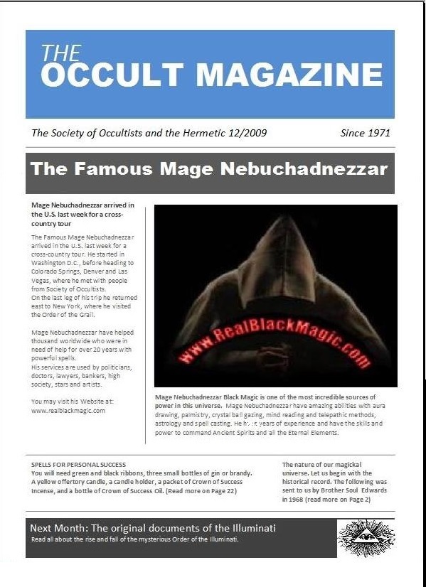 Realblackmagic.com Review and testimonial The Occult Magazine about the Famous Black Magician